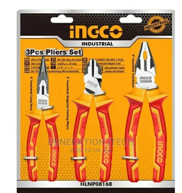 Ingco 3pcs Cr.V High Voltage 1000V Insulation Plier Set