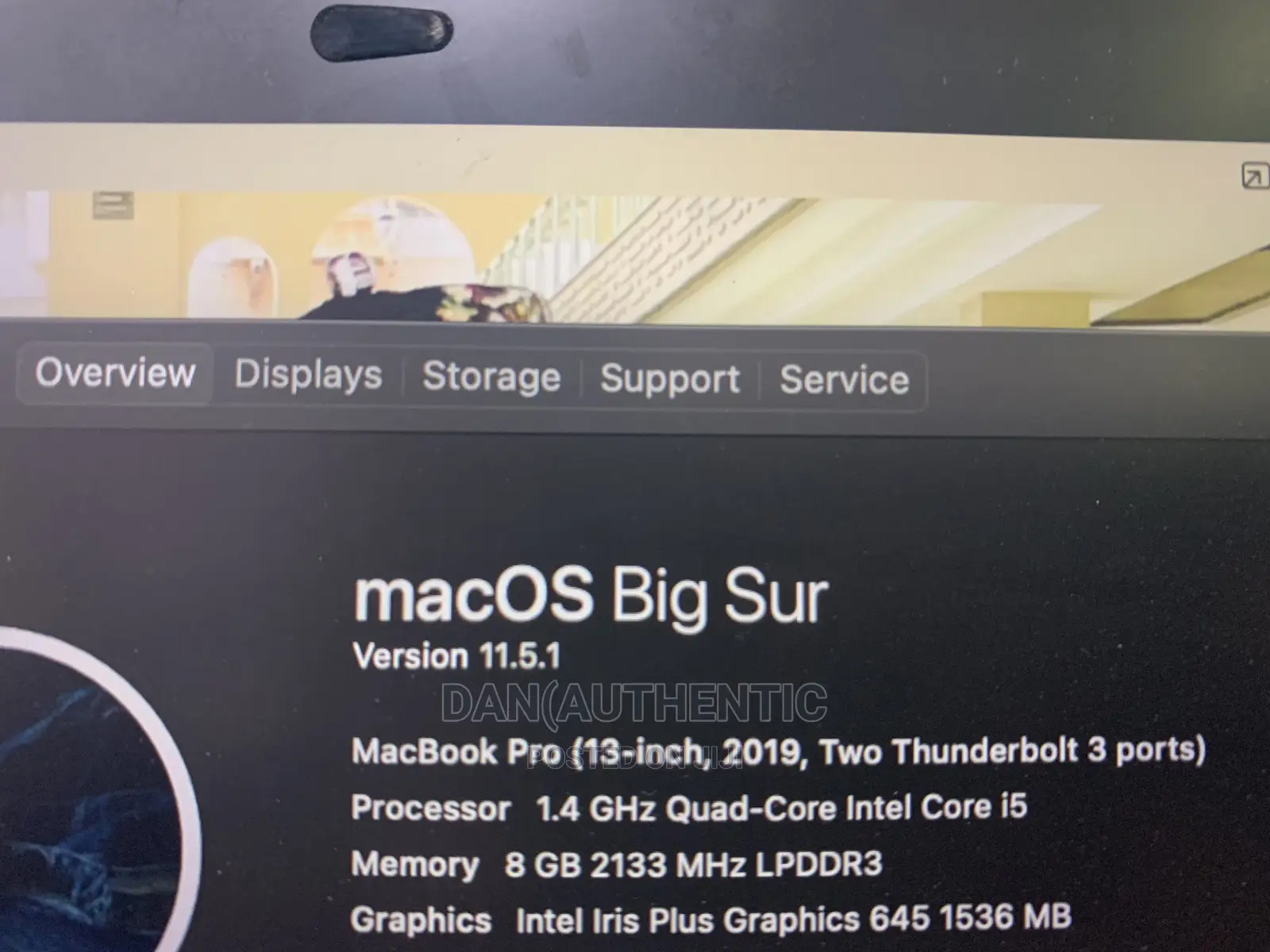 Laptop Apple MacBook 2019 8GB Intel Core I5 SSD 256GB