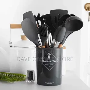 12pieces Wood Handle Silicone Kitchen Utensils 