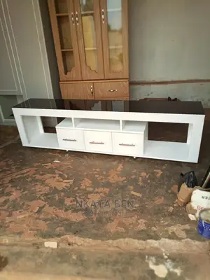 White and Black Glassed Tv Stand
