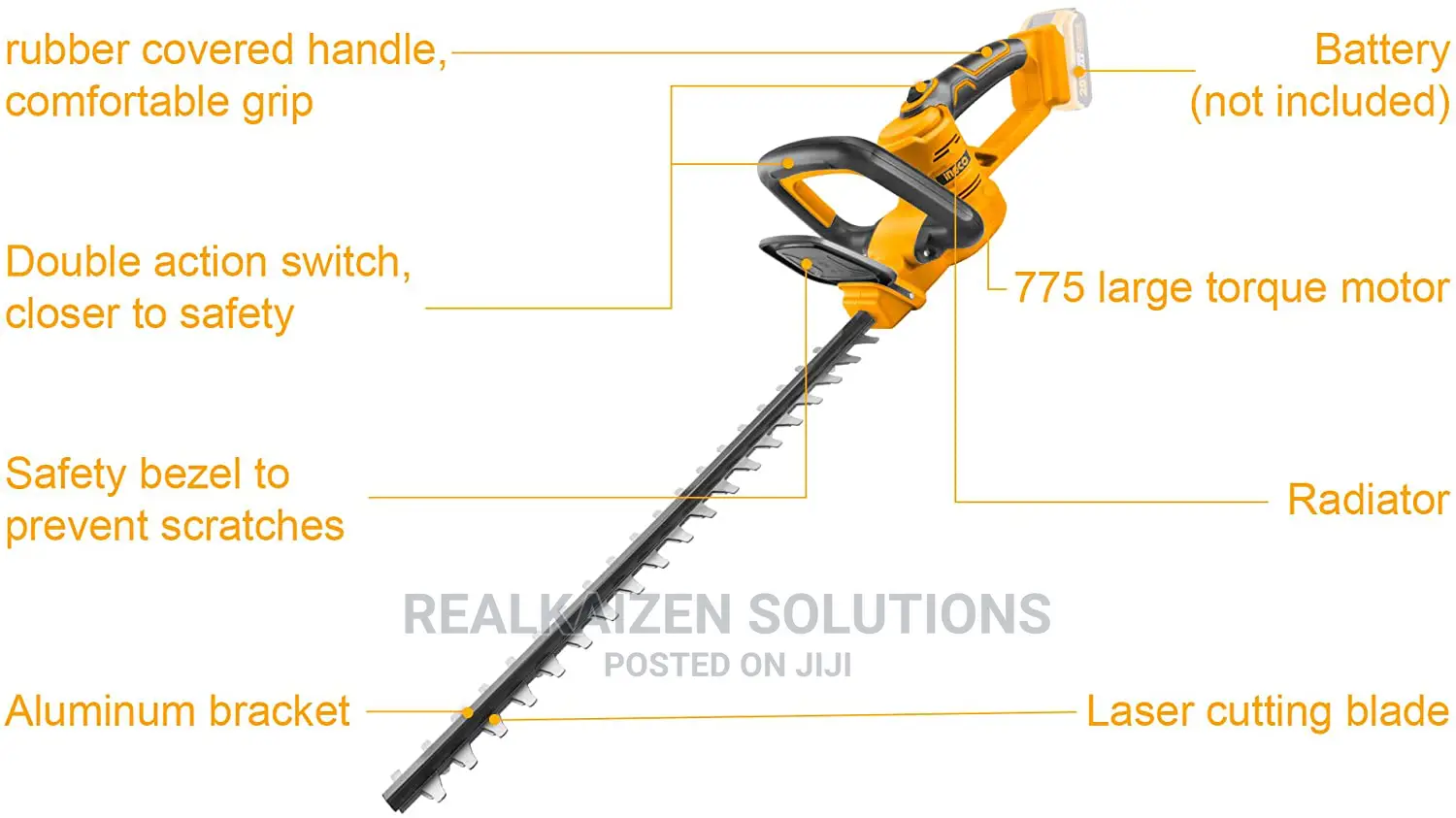 INGCO 450mm Blade 20V Lithium-Ion Cordless Hedge Trimmer