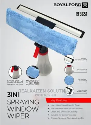 ROYALFORD One Click 3 IN 1 Spray Window Cleaner Wiper
