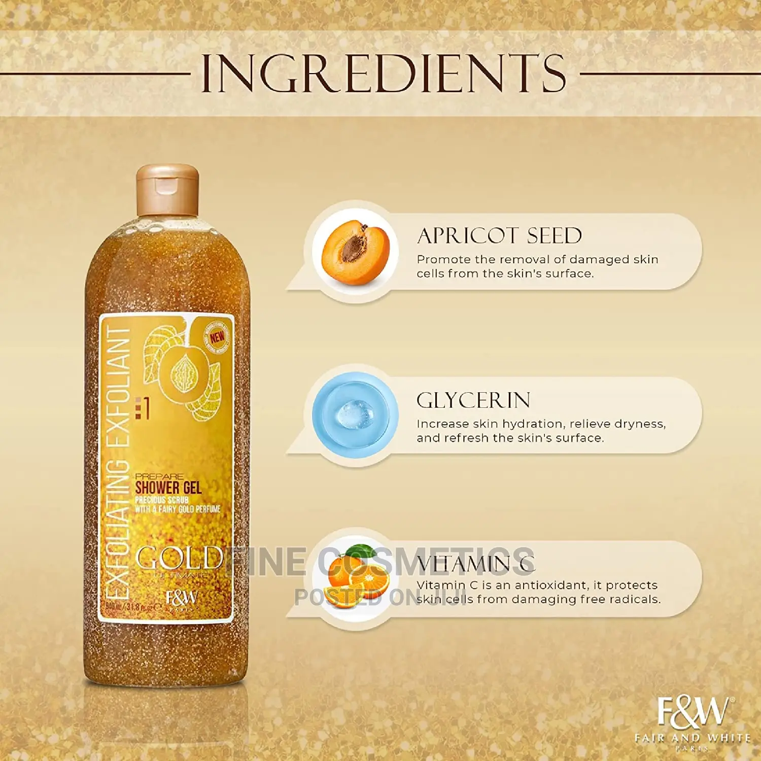 Fair and White Gold Precious Scrub Exfoliating Shower Gel