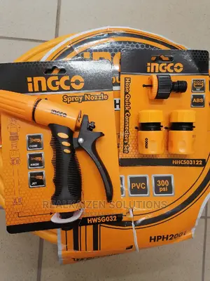 INGCO Heavy Duty 20m Hose Pipe Connector Spray Nozzle Combo