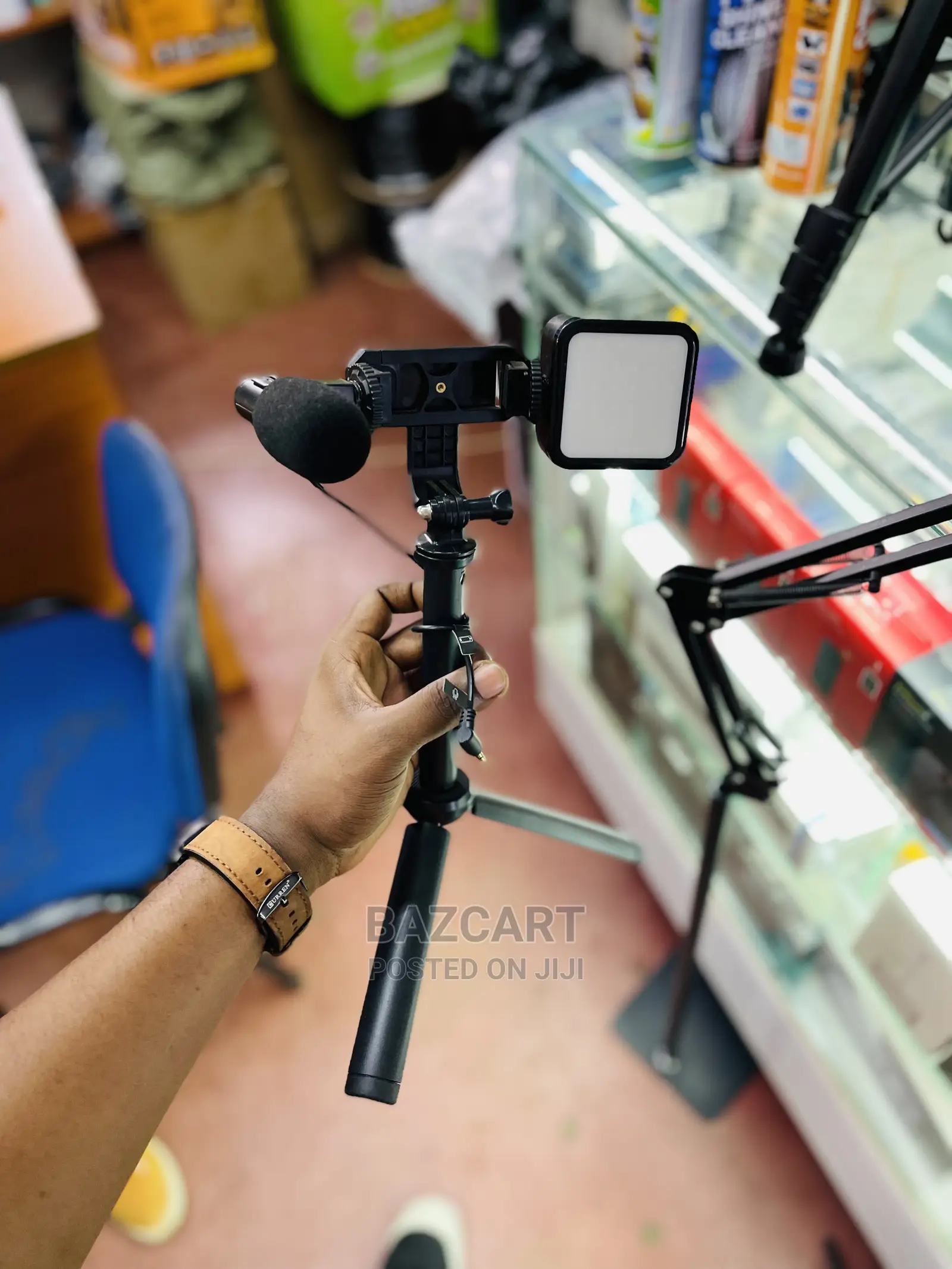 Phone Tripod With Light and Microphone