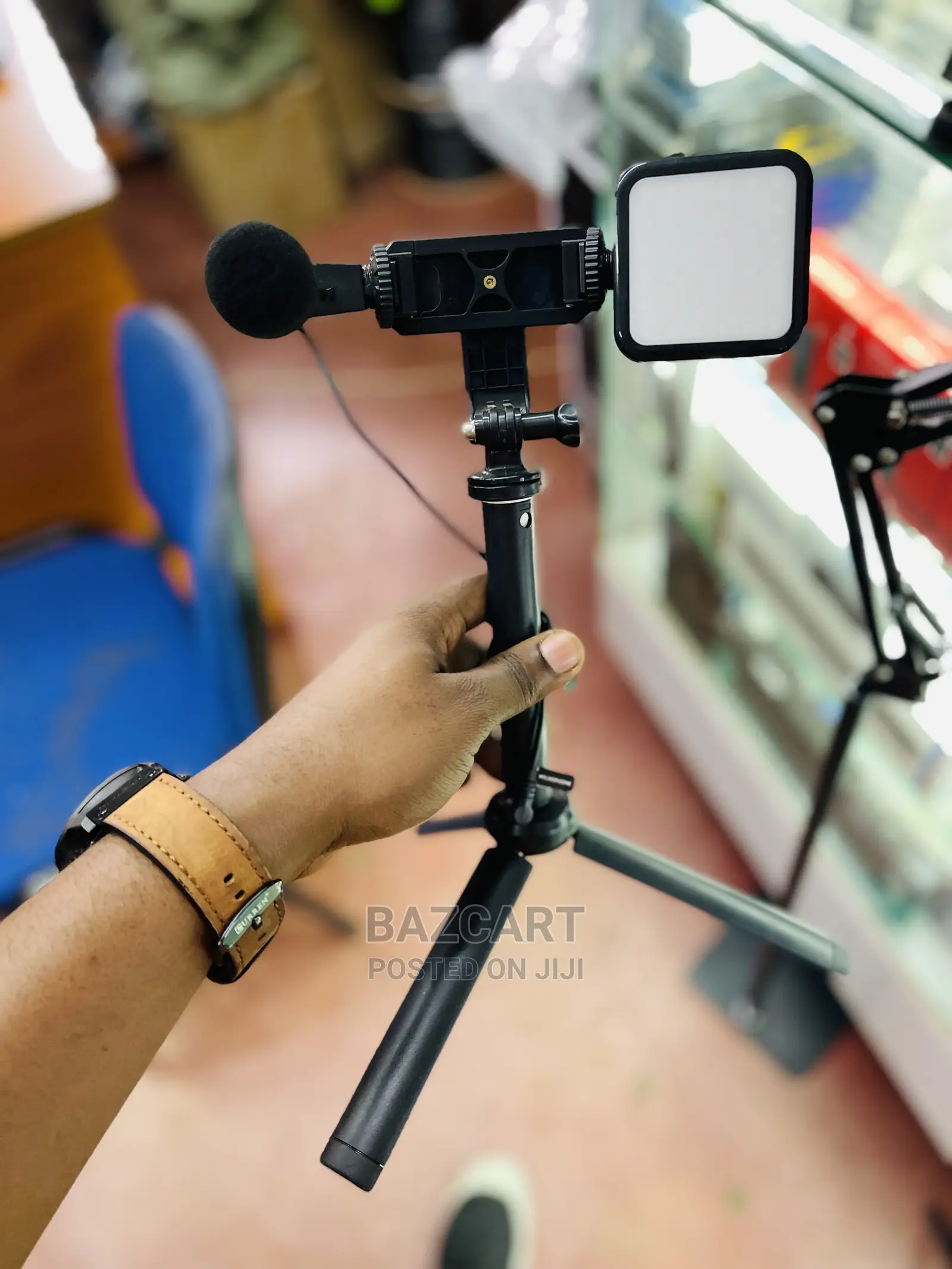 Phone Tripod With Light and Microphone