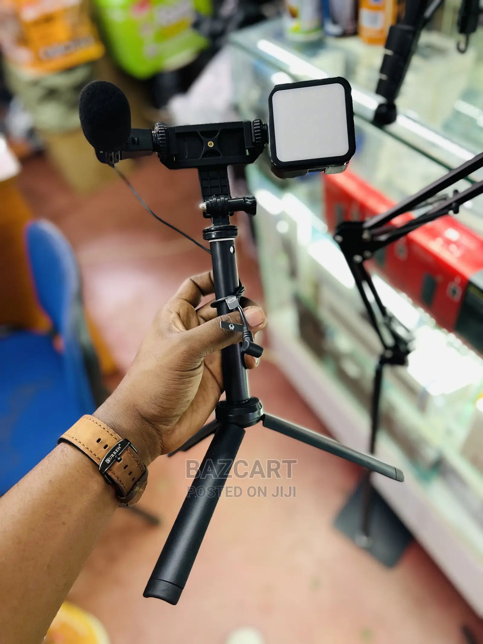 Phone Tripod With Light and Microphone