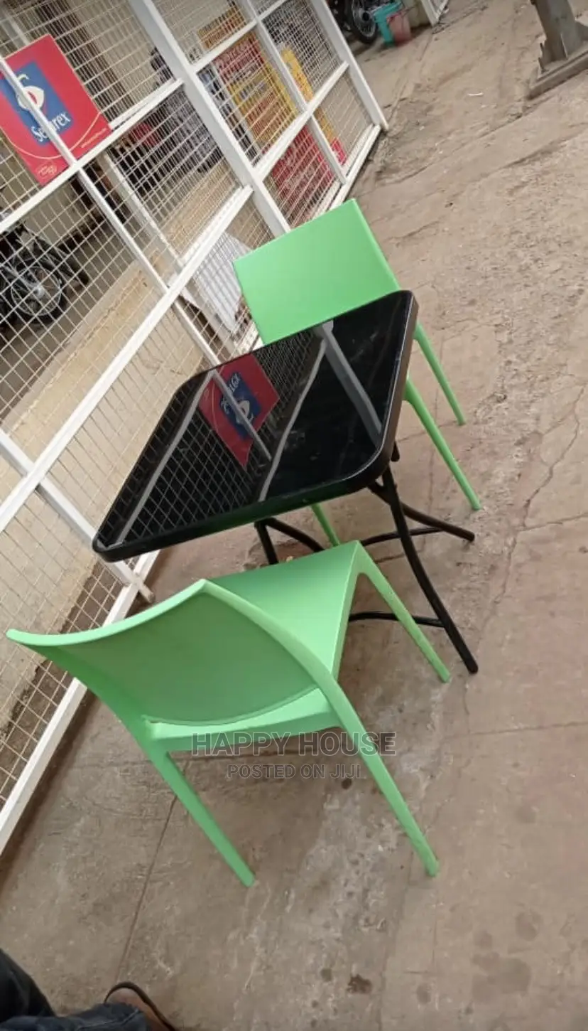 Set of Glass Table and 2 Chairs