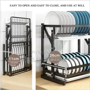 2tier Dish Rack With Spoon and Knife Pocket