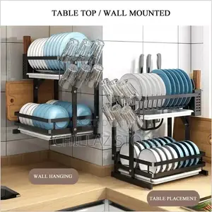 2tier Dish Rack With Spoon and Knife Pocket
