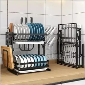 2tier Dish Rack With Spoon and Knife Pocket