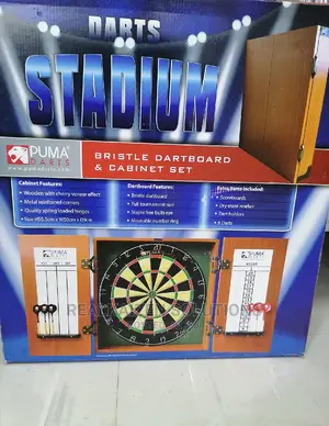 Original Puma Darts Stadium Bristle Dartboard Cabinet Set