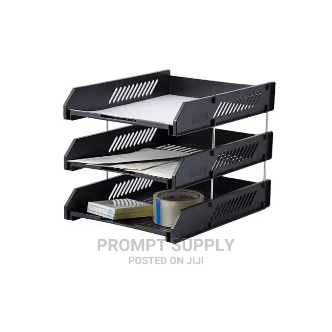3 Layers Plastic Office Tray - Black