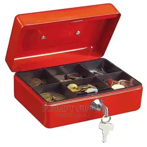 10 Inch Cash Box With Coin Separator Tray-Red