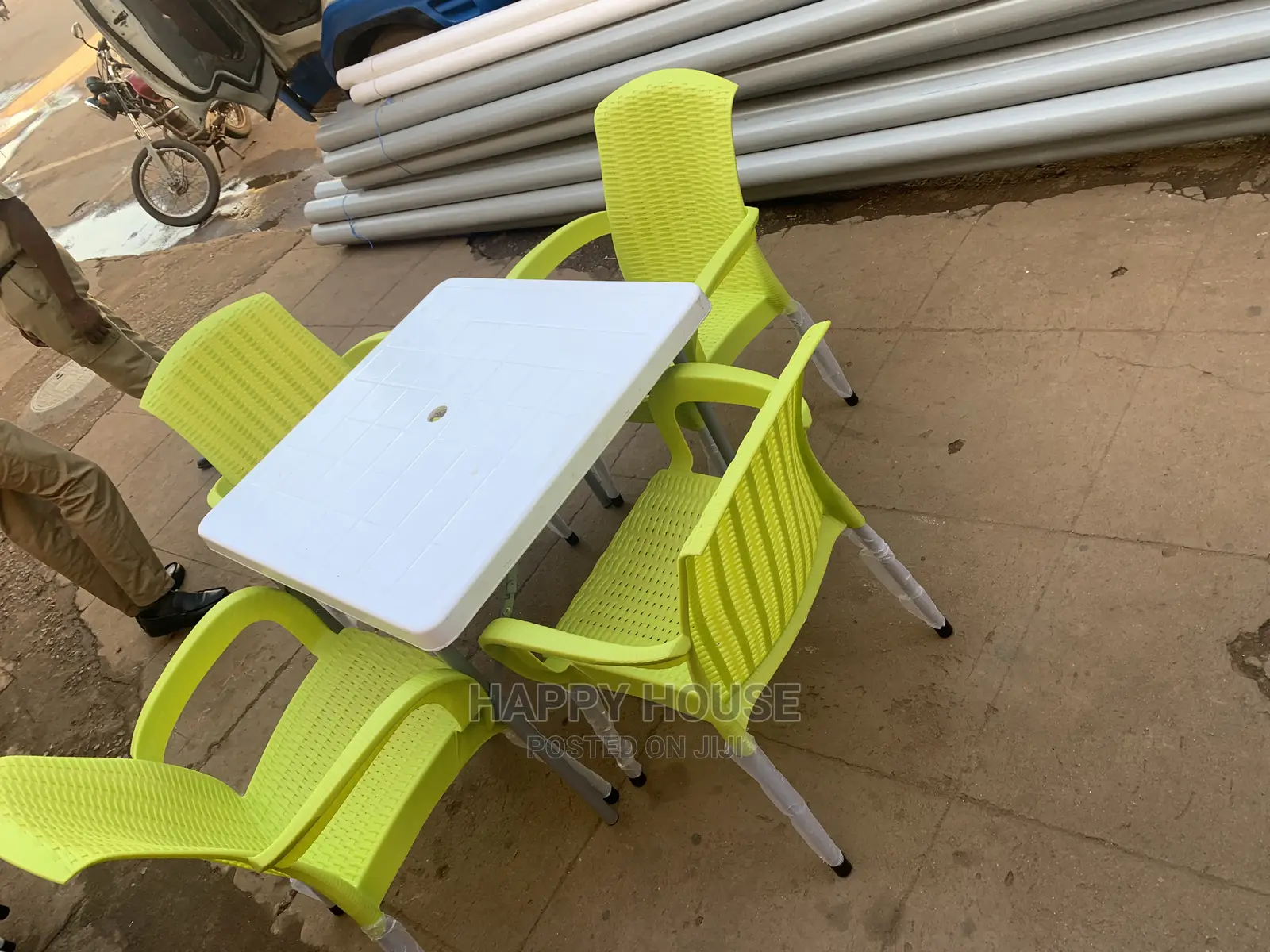 Set of Table and 4 Plastic Chairs