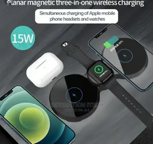 3 in 1 Fast Wireless Charge Pad 15W for Phones, Pods Watches