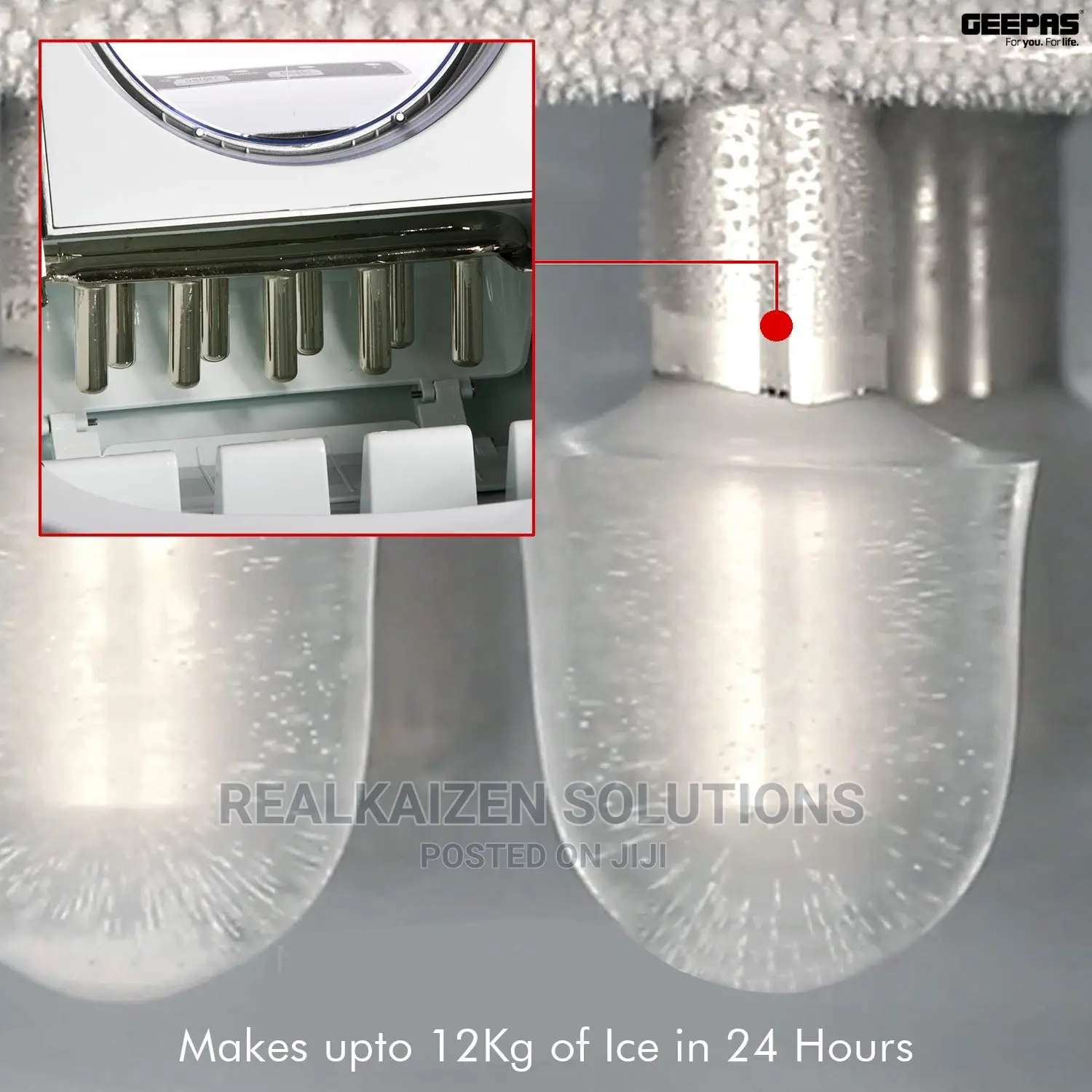 GEEPAS 12kg 2 Size Portable Automatic Silent Ice Cube Maker