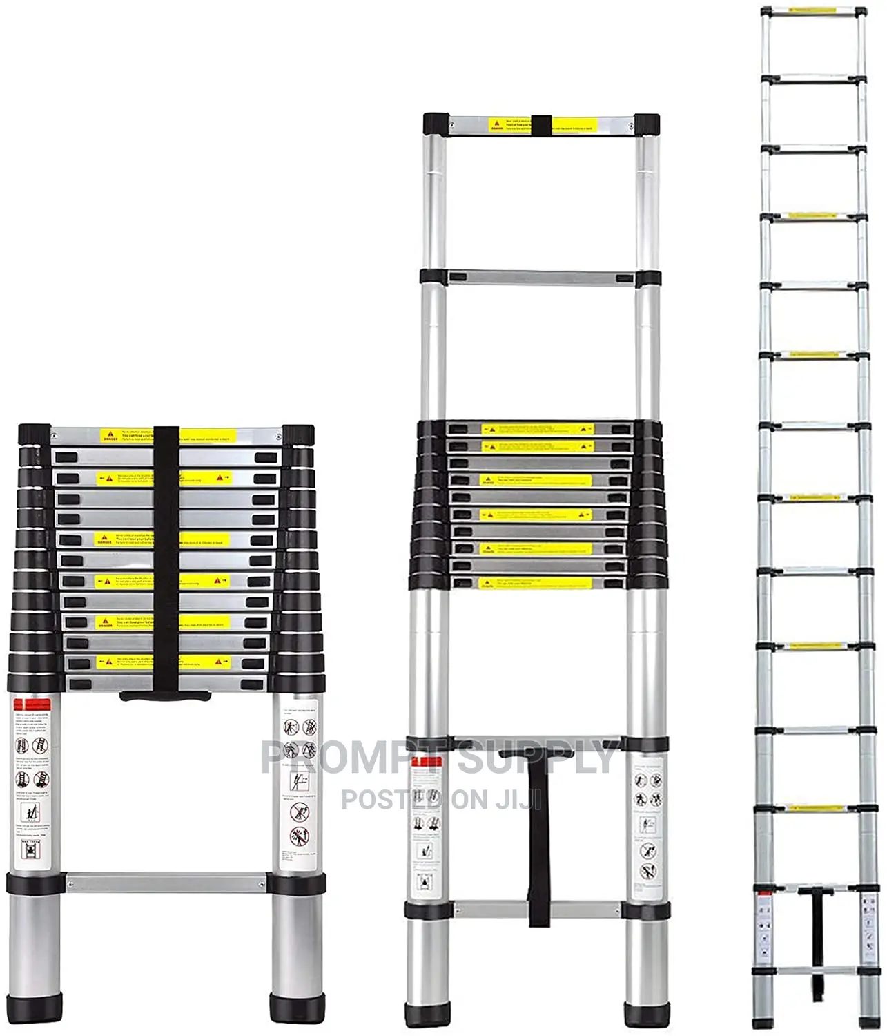 Aluminum Telescopic Extension Ladder 14 Steps -Silver