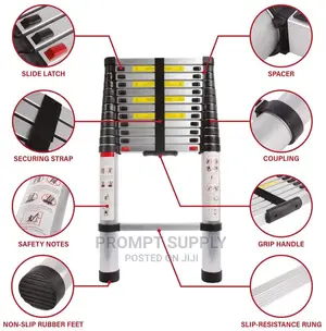 Aluminum Telescopic Extension Ladder 14 Steps -Silver