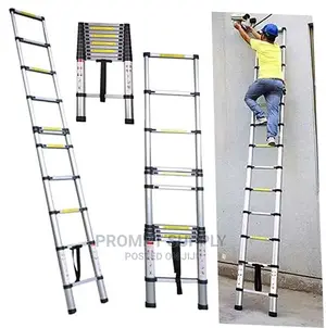 Aluminum Telescopic Extension Ladder 10 Steps -Silver.