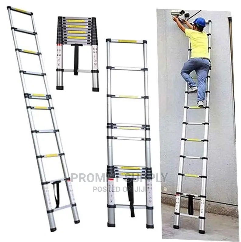 Aluminum Telescopic Extension Ladder 10 Steps -Silver.