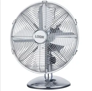 LOGIK 30cm Metallic Chrome Oscillating Desk Fan