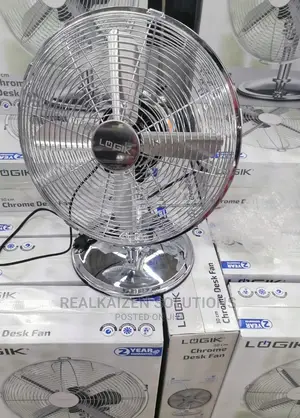 LOGIK 30cm Metallic Chrome Oscillating Desk Fan