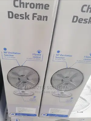 LOGIK 30cm Metallic Chrome Oscillating Desk Fan