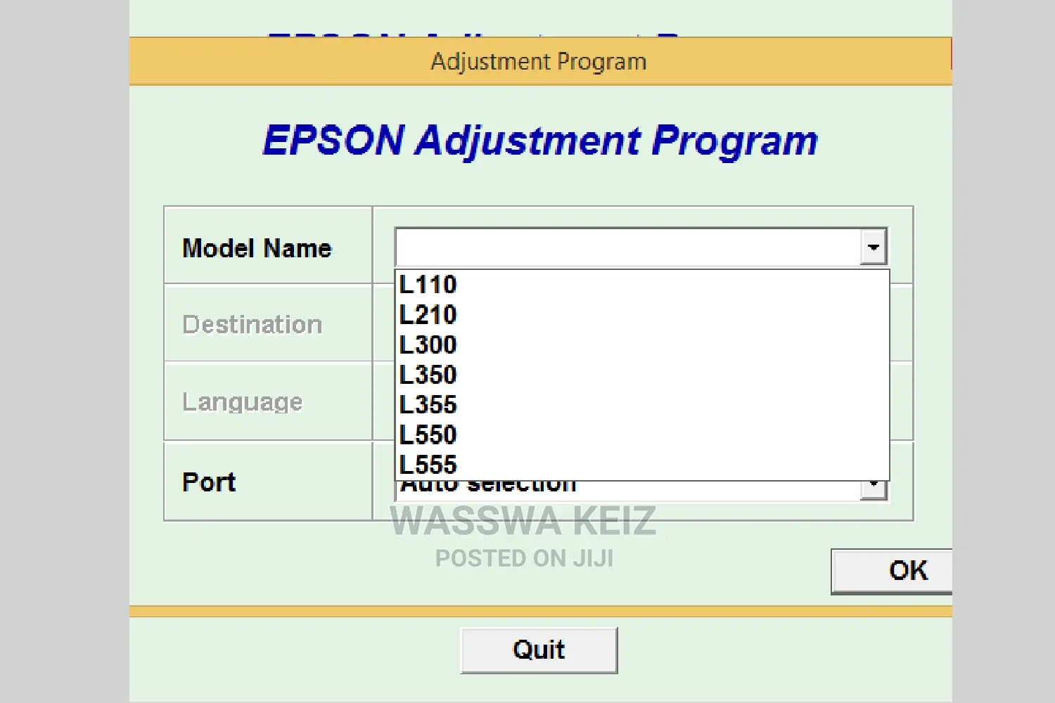 Epson Reseter Key of Red Blinking Lights