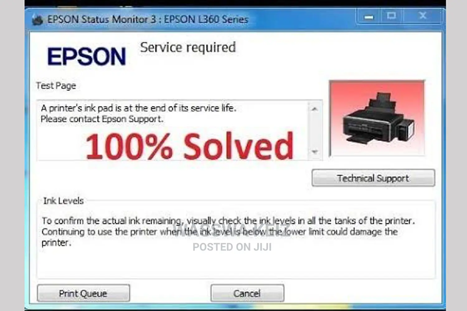Epson Reseter Key of Red Blinking Lights