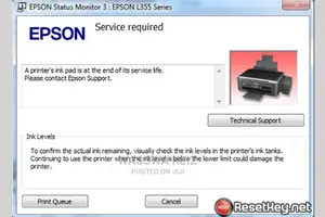 Epson Reseter Key of Red Blinking Lights