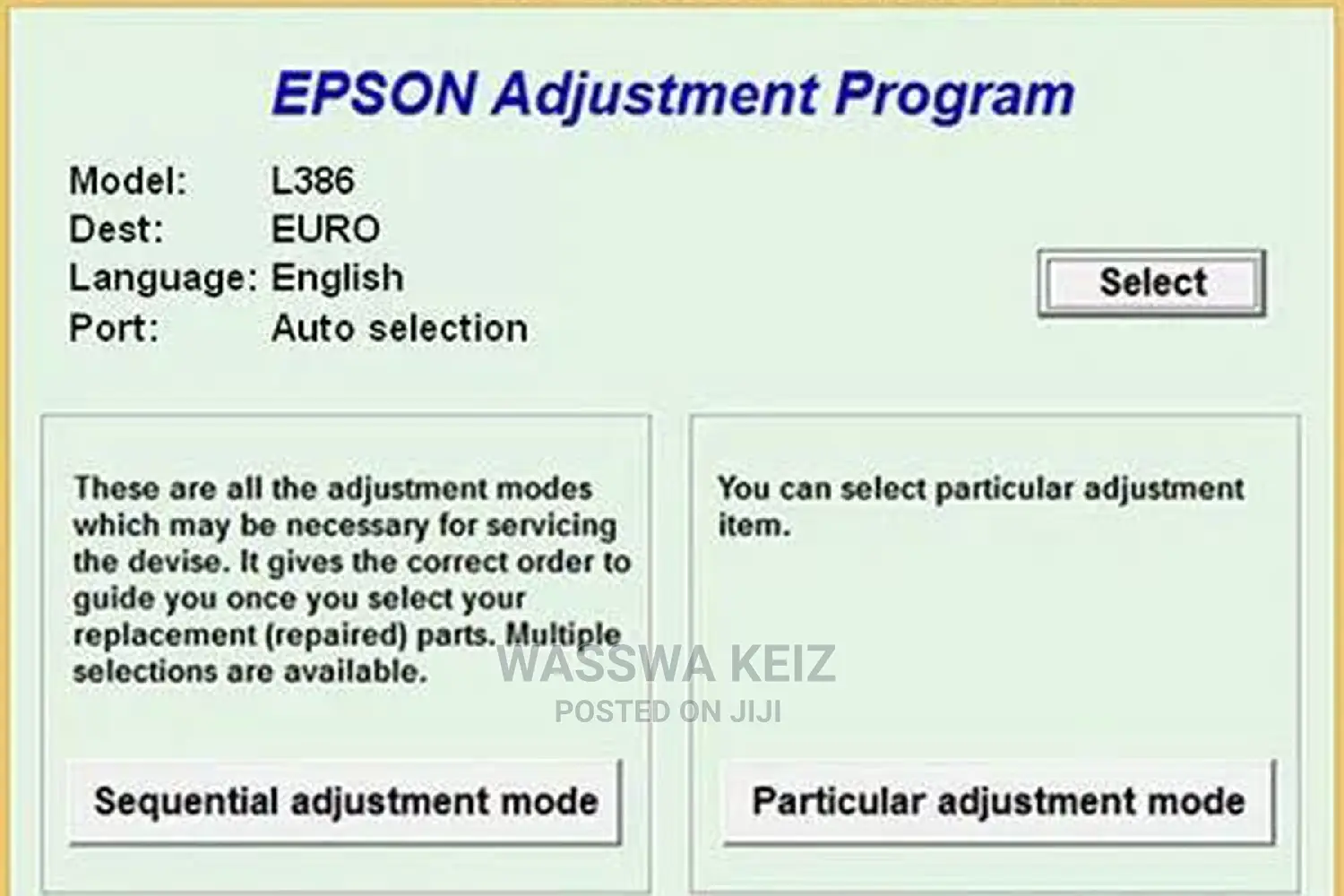 Epson Reseter Key of Red Blinking Lights
