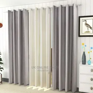 New 3 Piece Eyelet Long Door Curtains Set - 9 Ft