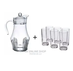 Quality 6 Drinking Glasses Plus 1 Glass Jug
