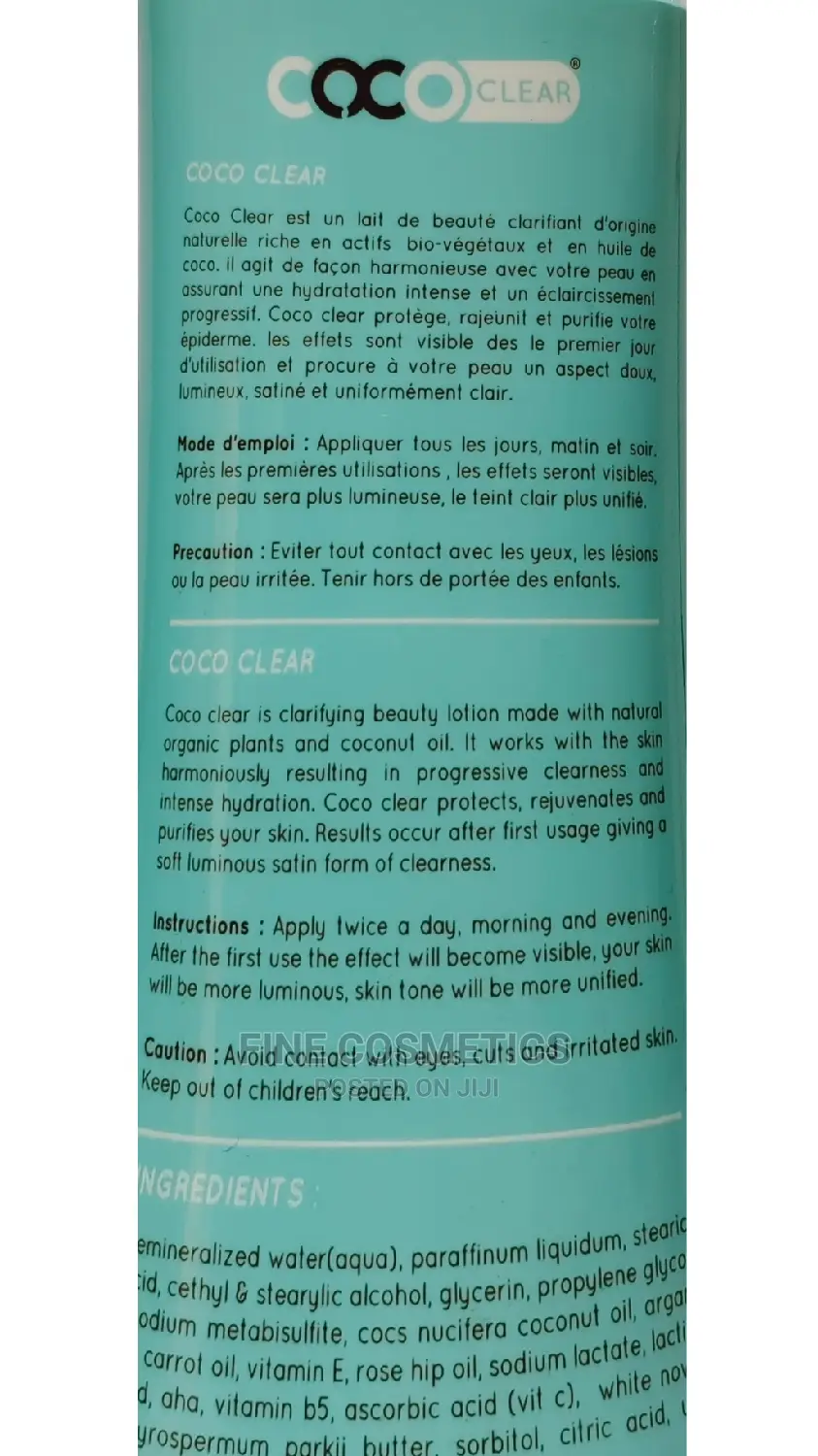 COCO CLEAR Lotion 5days Lightening Cream With Coconut Oils