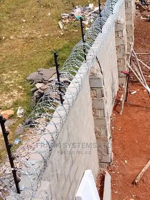 Electric Fence System With Razor Wire. Two In One