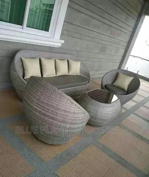 Outdoor/Balcony Chrome Loveseat Sofa Set +Glass Center Table