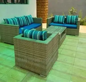 Balcony/Outdoor Chrome Loveseat Sofa Set+ Glass Center Table