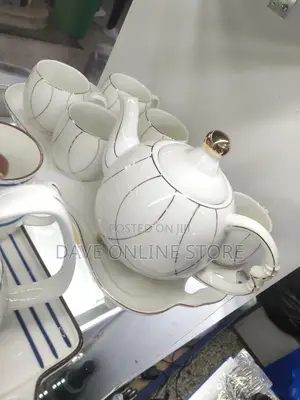 6 Tea Cups 1 Tea Pot 1 Tray All Ceramic