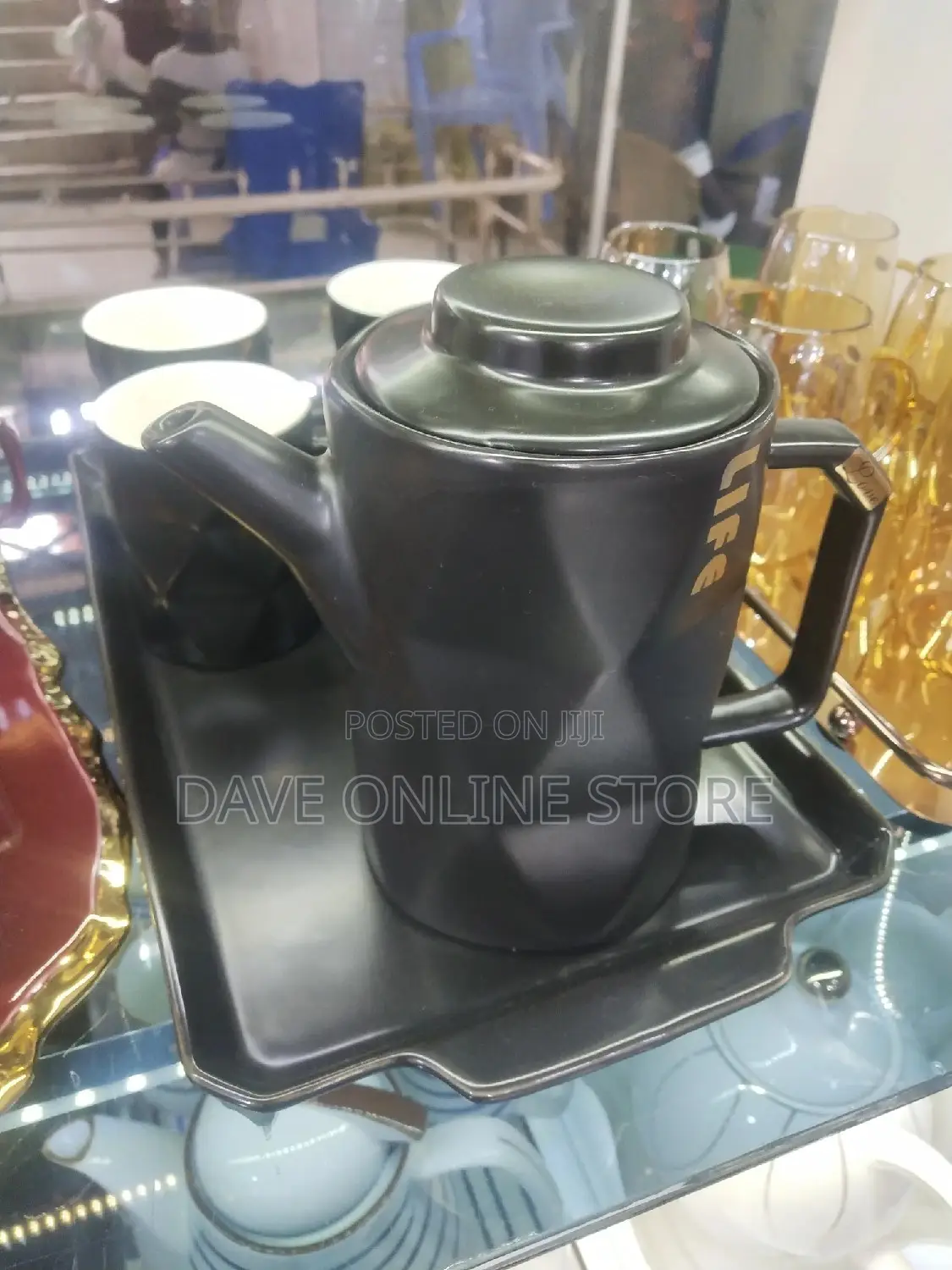6 Tea Cups 1 Tea Pot 1 Tray All Ceramic