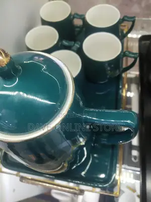 6 Tea Cups 1 Tea Pot 1 Tray All Ceramic