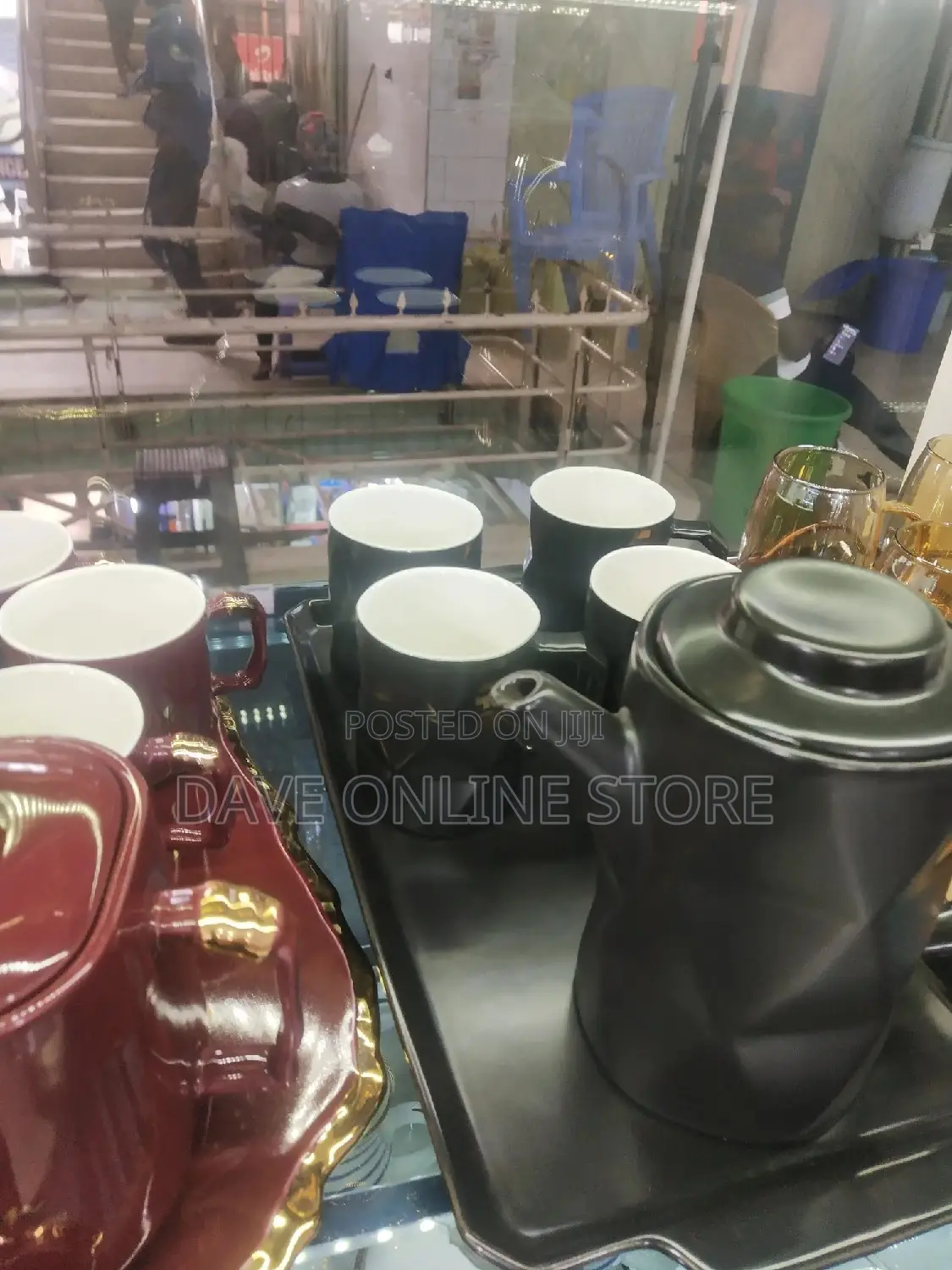6 Tea Cups 1 Tea Pot 1 Tray All Ceramic