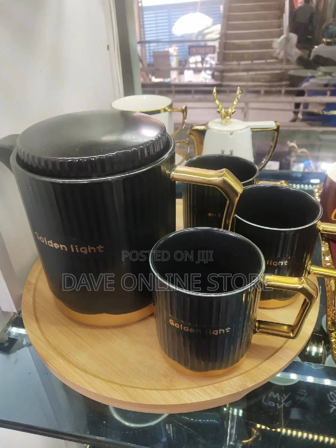 6 Tea Cups 1 Tea Pot 1 Tray All Ceramic