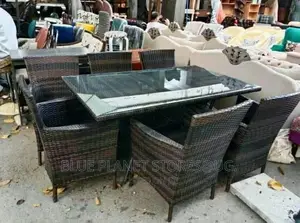 Outdoor/Balcony Chrome Glass Table + 6 Chairs || Patio Set