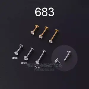 1pair Titanium Internaly Threaded Screw Earring Tragus Helix