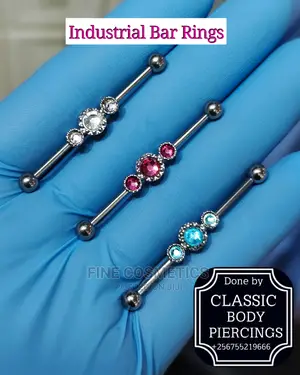 1pc 14G Industrial Bar Triple Gem Design 3color Options 38mm