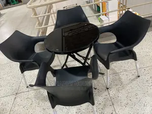 Set of Foldable Glass Table and 4 Chairs