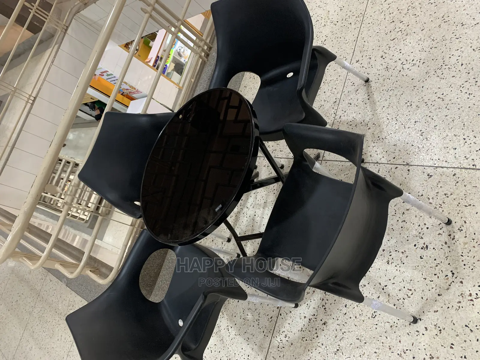 Set of Foldable Glass Table and 4 Chairs