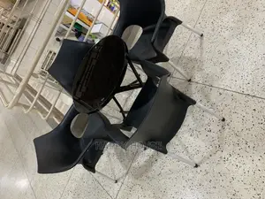 Set of Foldable Glass Table and 4 Chairs