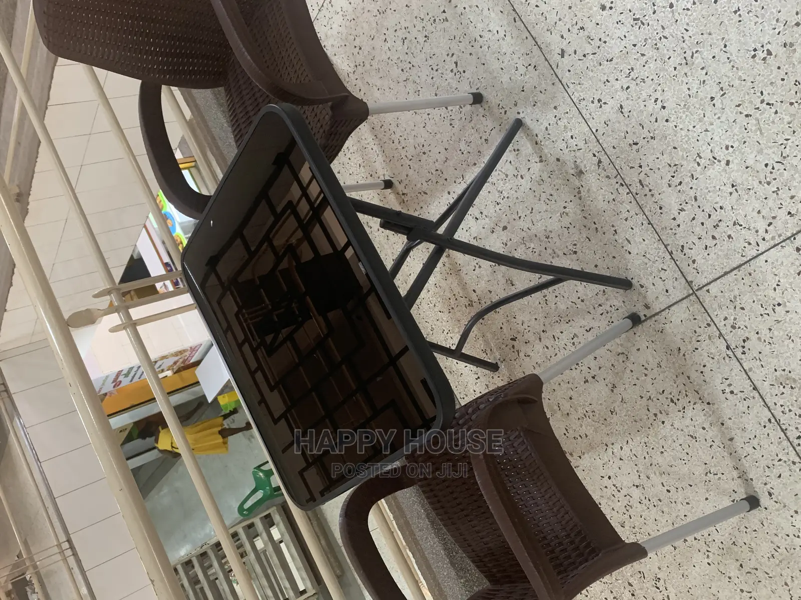 Foldable Square Table and 2 Plastic Chairs